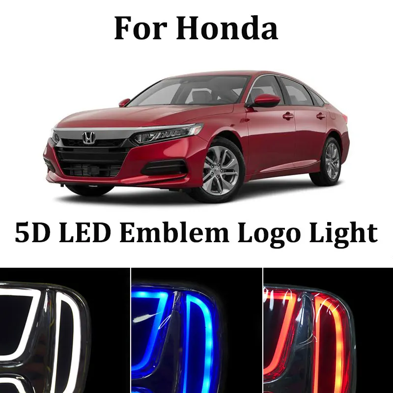 

5D Car LED Front Emblem Light Badge Sticker for Honda Accord Civic Fit Odyssey Pilot CRV XRV Stream Lnsight City Accessories
