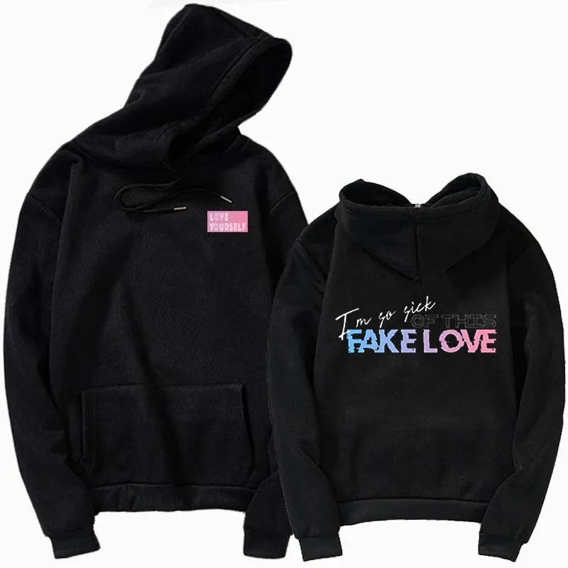 K pop Bangtan/толстовки и свитшоты с имитацией любви для мальчиков Женская одежда