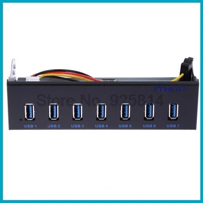Через dhl или ems 20 шт 7 портов USB3.0 Hub 5Gbs 5 25 &quotCD ROM привод Bay Передняя панель для