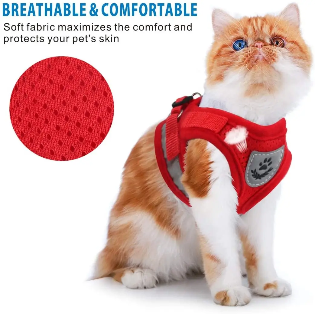 Воздухопроницаемая шлейка и поводок для кошек светоотражающая жилетка с защитой