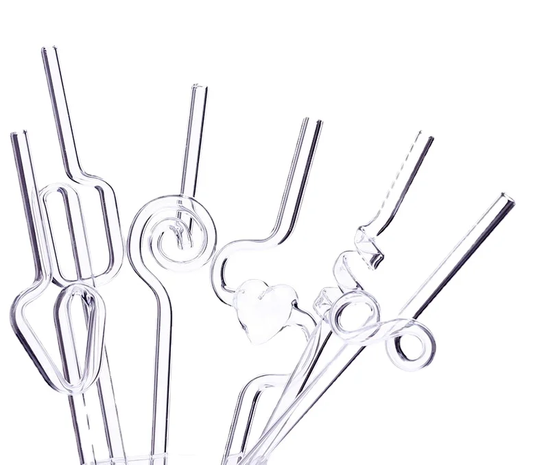 Creative Heat-resistant Transparent Glass Straw Milk Tea Juice Reusable Twist Straws Bending Long Stem Sip |