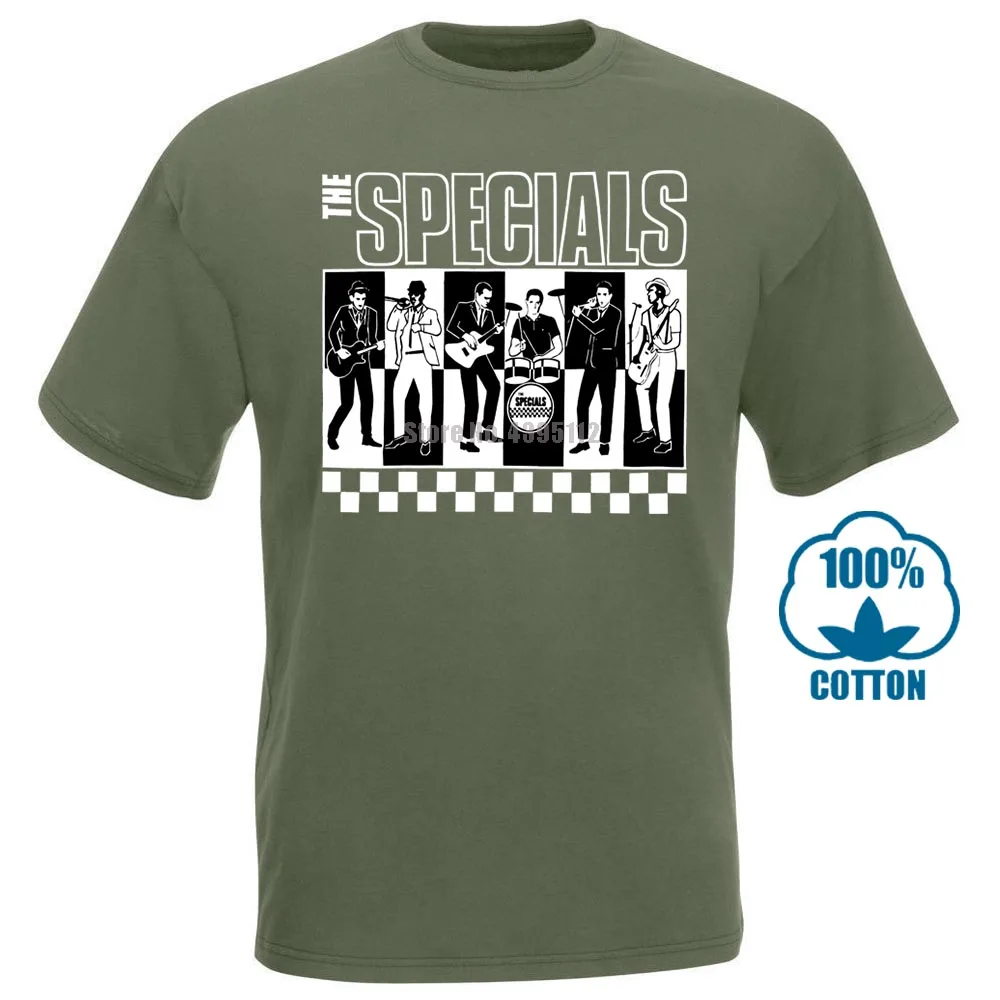 Армейский зеленый Новая Черная футболка с надписью «The Specials Band» и надписью «Bad Manners» - Цвет: Армейский зеленый