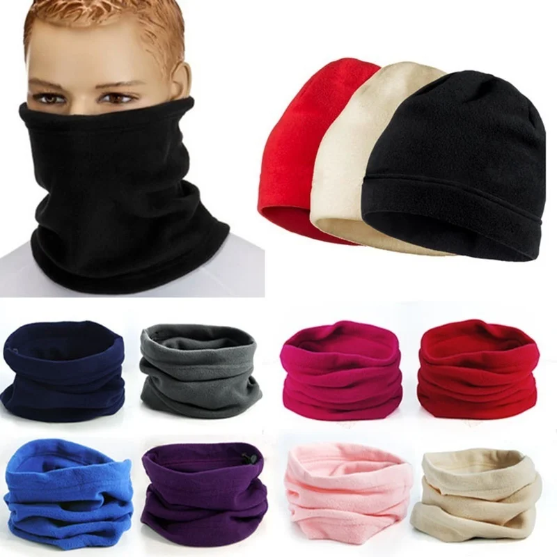 

Women Men Multifunctional Fleece Bib Solid Color Warm Neck Bib Hat Face Mask JL