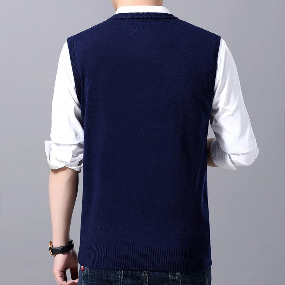 Men Sweater Vest New Fashion Brand For Mens Comfortable Pullovers Slim Knitwear Autumn Casual Clothing Male MZB001 | Мужская одежда