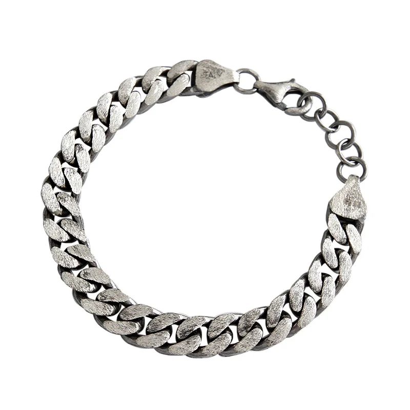 925 Sterling Silver Black Curb Cuban Chain Bracelets for Women Men Unisex Couple Bridesmaids Boho Bracelet Bangle | Украшения и