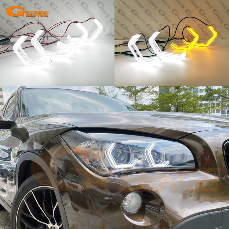 Für BMW X1 E84 2009-2015 Xenon Scheinwerfer Ultra Helle Kristall Konzept M4 Ikonischen Stil LED Angel Eyes Halo ringe Tag Licht