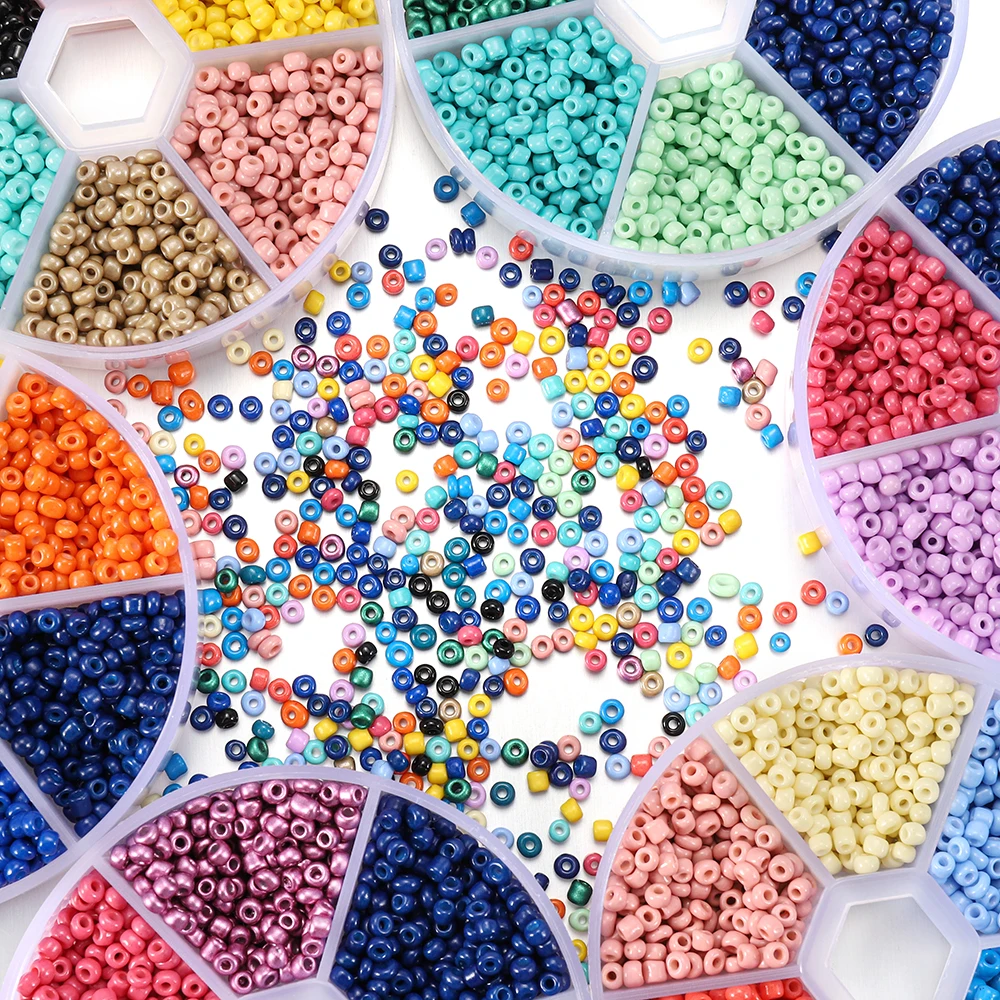 

1Box Czech Charm Glass Seed Rondelle Spacer Beads Box For DIY Jewelry Making Necklace Bracelets Accessories Set about 1800pcs