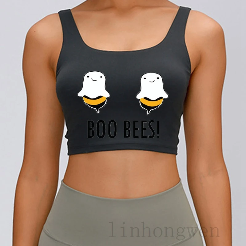 

Топ продаж, топ с грудь для Хэллоуина Boo Bees, дизайнерский винтажный Топ без рукавов с круглым вырезом, футболка, жилет для весны и осени