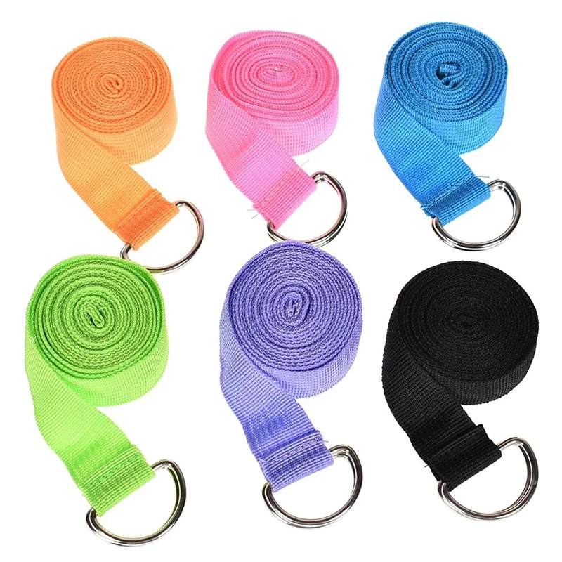 

180cm Multicolors Bands Yoga Belt Yoga Stretch Strap D-Ring Belt Fitness Exercise Gym Rope Figure Waist Leg Resistance Fitness