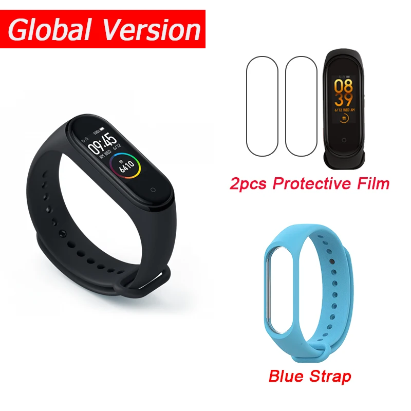 Global Add Blue Xiaomi mi-браслет 4 Smart mi Band 4 0,9" AMOLED экран водонепроницаемый пульсометр фитнес 135 мАч 20 Bluetooth 5,0 50 атм - Цвет: Global Add Blue