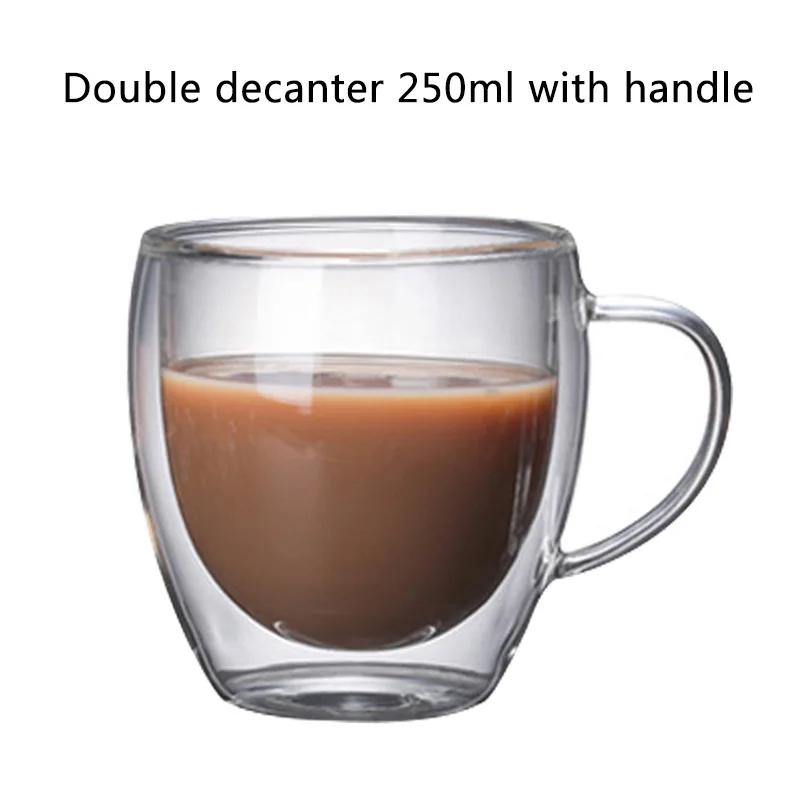 Coffee glass 250 ml Прозрачная стеклянная чашка для кофе, молока, виски, чая, пива, двойная креативная термостойкая для здоровья и защиты окружающей среды - Цвет: Coffee glass 250 ml