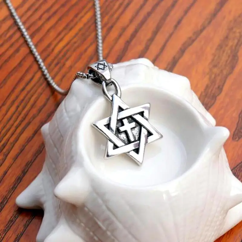 Титановая сталь шестиконечная звезда ожерелье мужской чистая красная волна