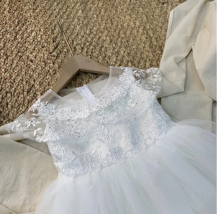 Новинка 2020 года детские кружевные сетчатые весенние платья с бусинами