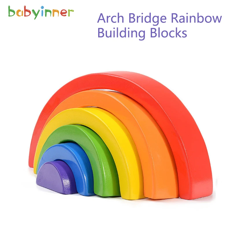 Babyinner jinga деревянные игрушки развивающие пятицветные арочные мосты радужные