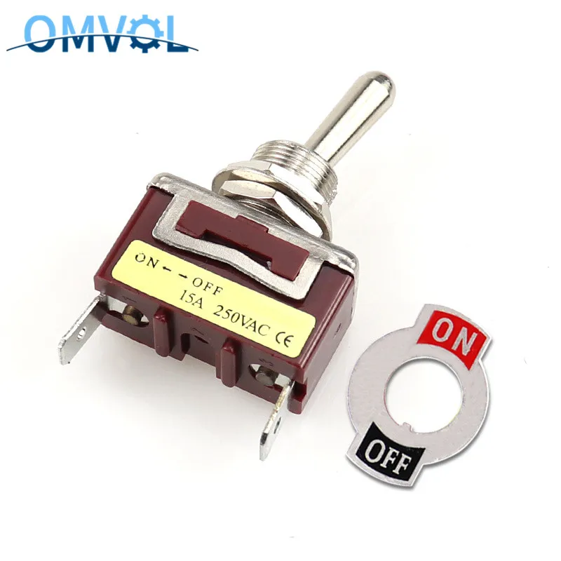 1pc 12mm Momentary toggle switch 2pin single side spring return latching on-off fixed 15A 250VAC waterproof cover | Обустройство дома