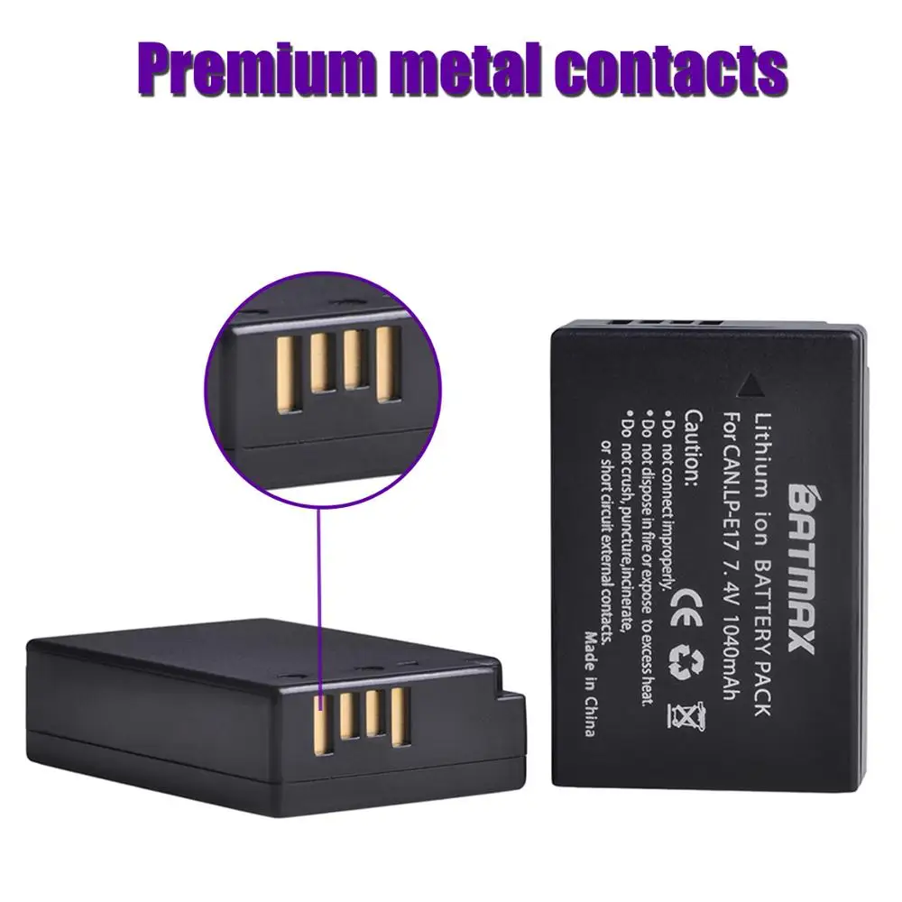 Batmax LP-E17 LPE17 LP E17 Camera Battery+NEW LED Dual USB Charger for Canon EOS RP 200D 250D M3 M5 M6 750D 760D T6s 800D 8000D |
