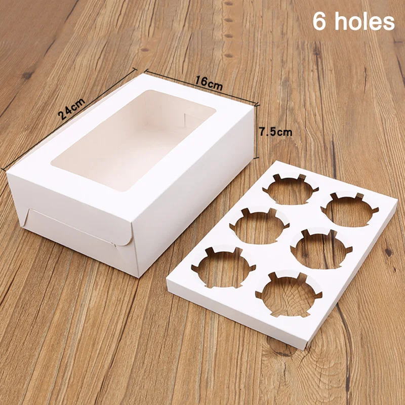 

10PCS 2/4/6 Holes Kraft Paper Cupcake Packing Box Muffin Wedding Party Case Holder Box ANDF889
