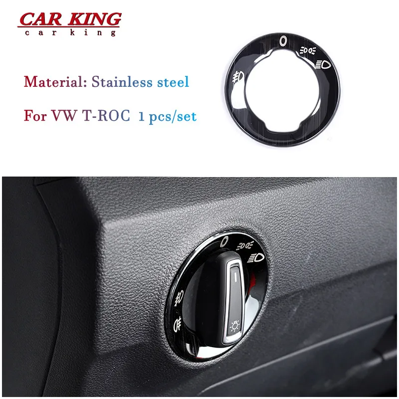 

Stainless steel Car Interior Head Light Adjustment Switch Cover Trim Sticker For Volkswagen VW T-ROC T ROC 2017 2018 Accessories