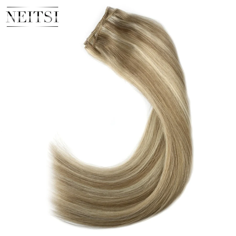 Neitsi прямые человеческие волосы Remy с двойным нарисованным плетением для наращивания, 20 дюймов, 50 см, 100 г/шт., пряди для наращивания, окрашенные волосы с эффектом омбре