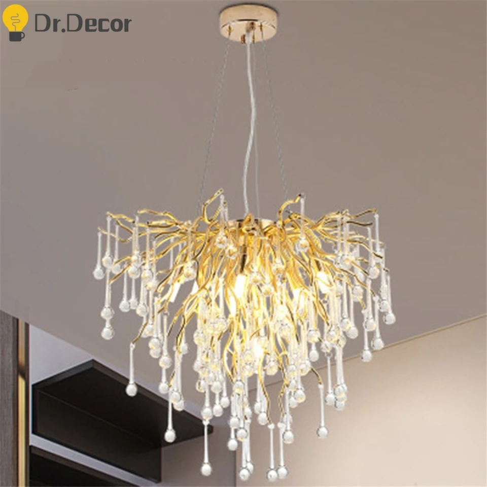 Роскошная французская люстра для спальни Современная Золотая хрустальная