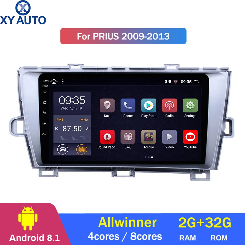 9 дюймов 2.5D IPS HD Мульти-сенсорный экран Android8.1 2G RAM 32G ROM NAVI с BlueTooth USB WIFI SWC для Toyota Prius
