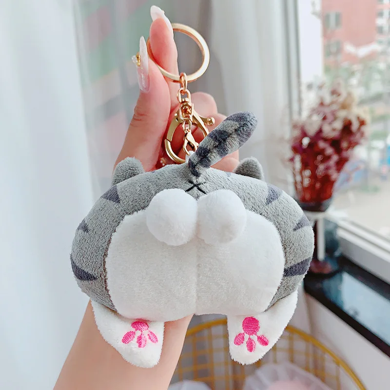 Брелок для ключей Женский плюшевый мультяшный кошачий зад | Украшения и