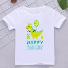 Для мальчиков мультфильм Динозавр на день рождения Футболка динозавров футболка для мальчиков с принтом с днем рождения детей динозавр номер 1  6th футболки