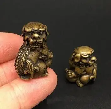 Пара твердых медных Львов латунные львы вращающиеся шарики украшения анти-зло