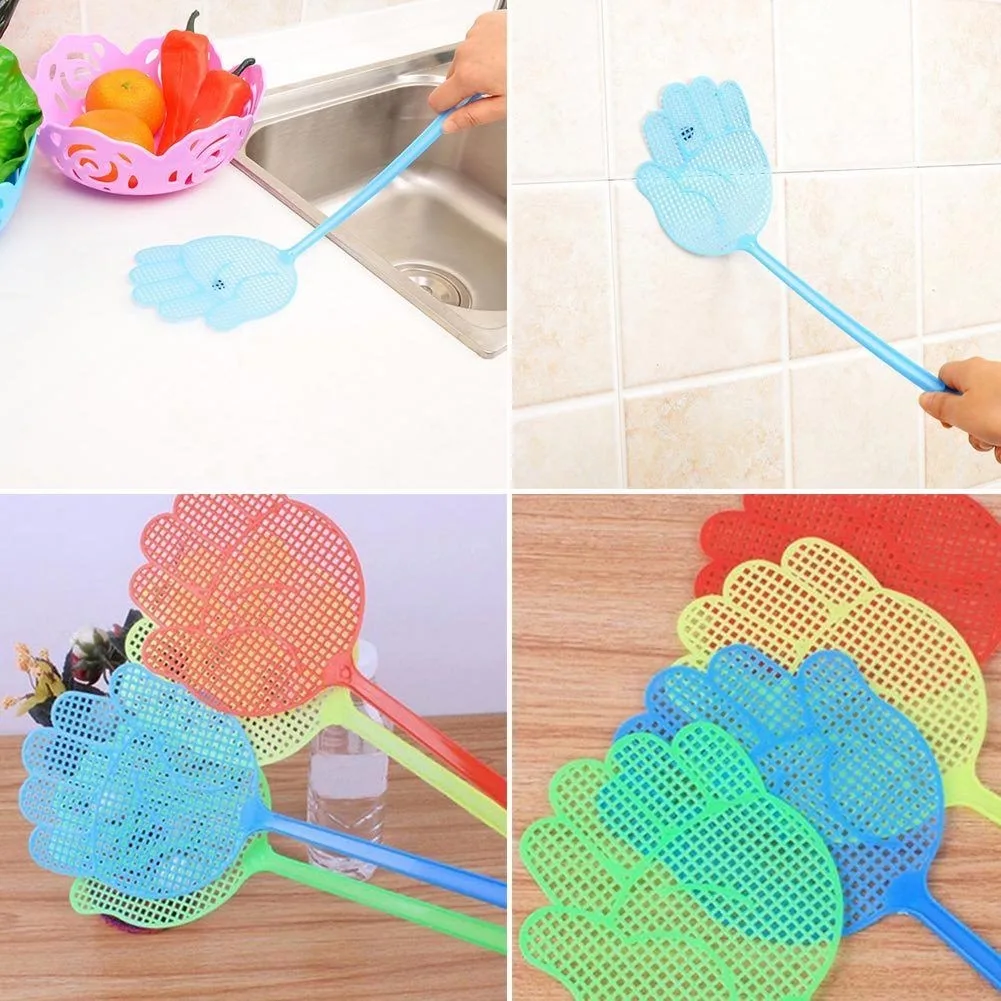 

3pcs Practical Household Plastic Long Handle Pest Control Universal Home Hand Shaped Solid Insect Killer