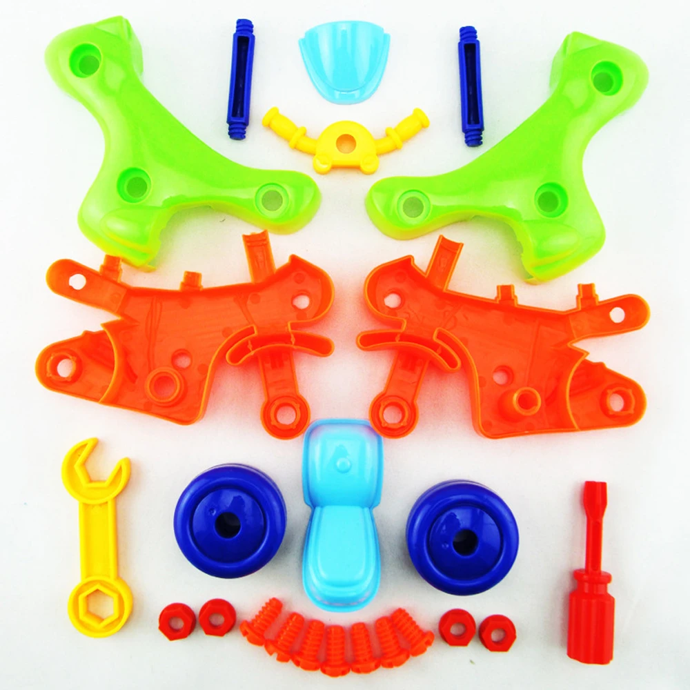 24 стиля разборки блоков с винтами игрушки из орехового дерева DIY Мотоцикл