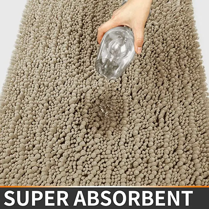 

Luxury Chenille Bathroom Rug Mat 17 x 24, Extra Soft and Absorbent Shaggy Rugs, Non Slip, Machine Wash Dry, Perfect Carpet Mats