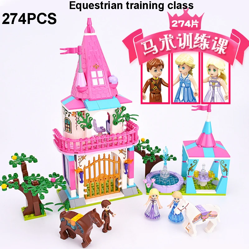 

New Princess Royal Carriage Alice Castle Building Block Set Friend Series DIY Assembling Brick Model Toys For Girl