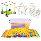 Игрушка-Пазл сделай сам, цветные 4D соломинки, вставленные блоки для детского сада, Монтессори, воображение, учебные пособия, обучающие игрушки