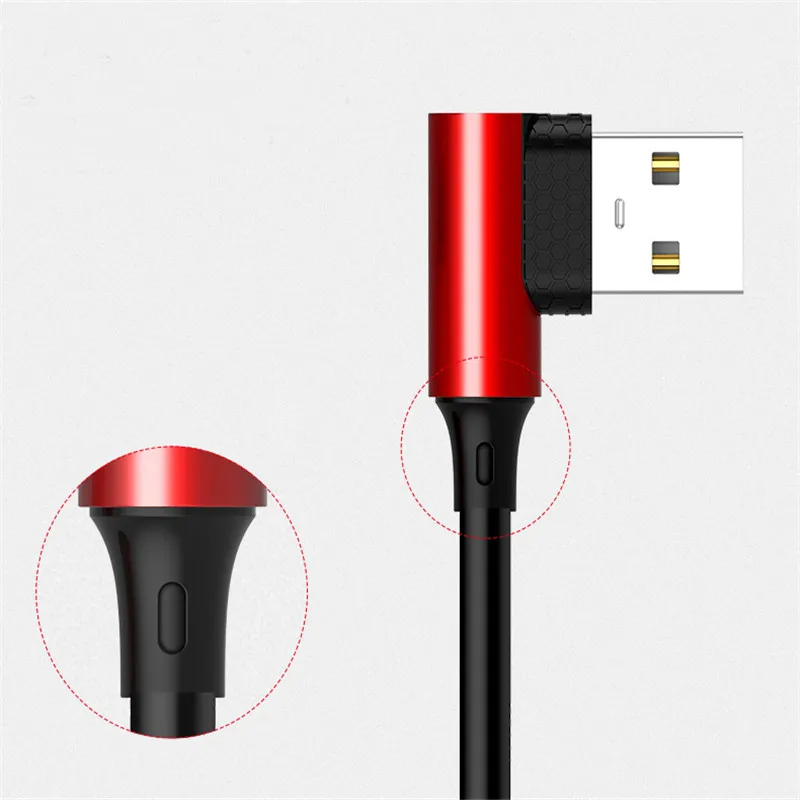 

Colorful Double Elbow Type-C Android Charging Cable Bending Design Universal 90 Bending Charger Data Sync Cord
