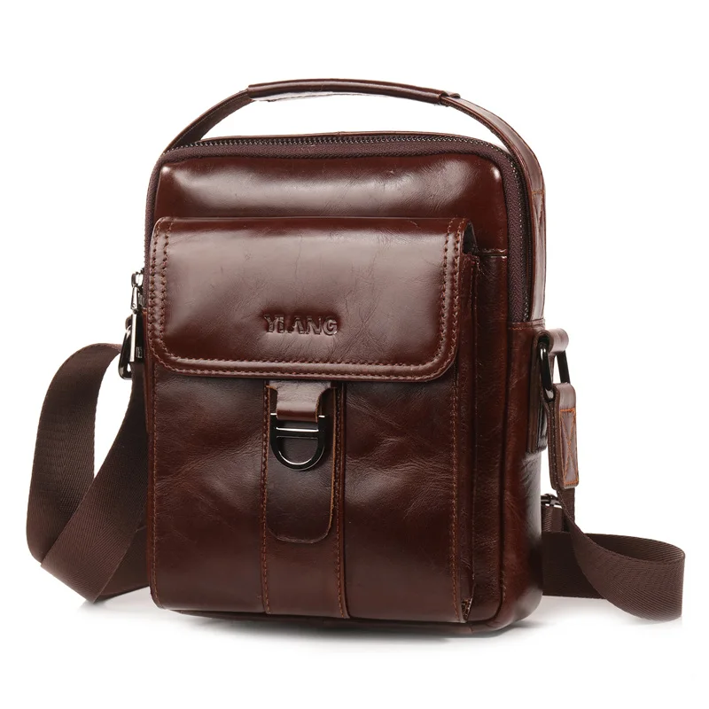 Сумка на плечо мужская из натуральной воловьей кожи маленький мессенджер