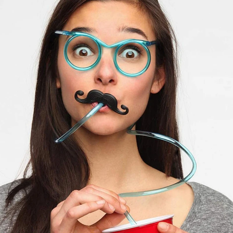 

Funny Glasses Straws Plastic Soft Drink Juice Tube Cartoon Glasses Children Gifts Novelty Toys Bar Party Supplies