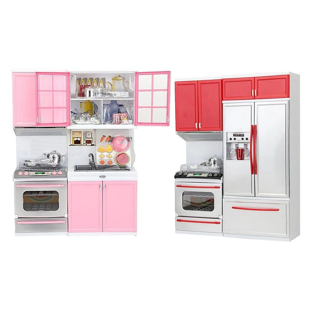 

Kitchen Playset Refrigerator Stove Sink Set for Kids Role Play Games Gifts