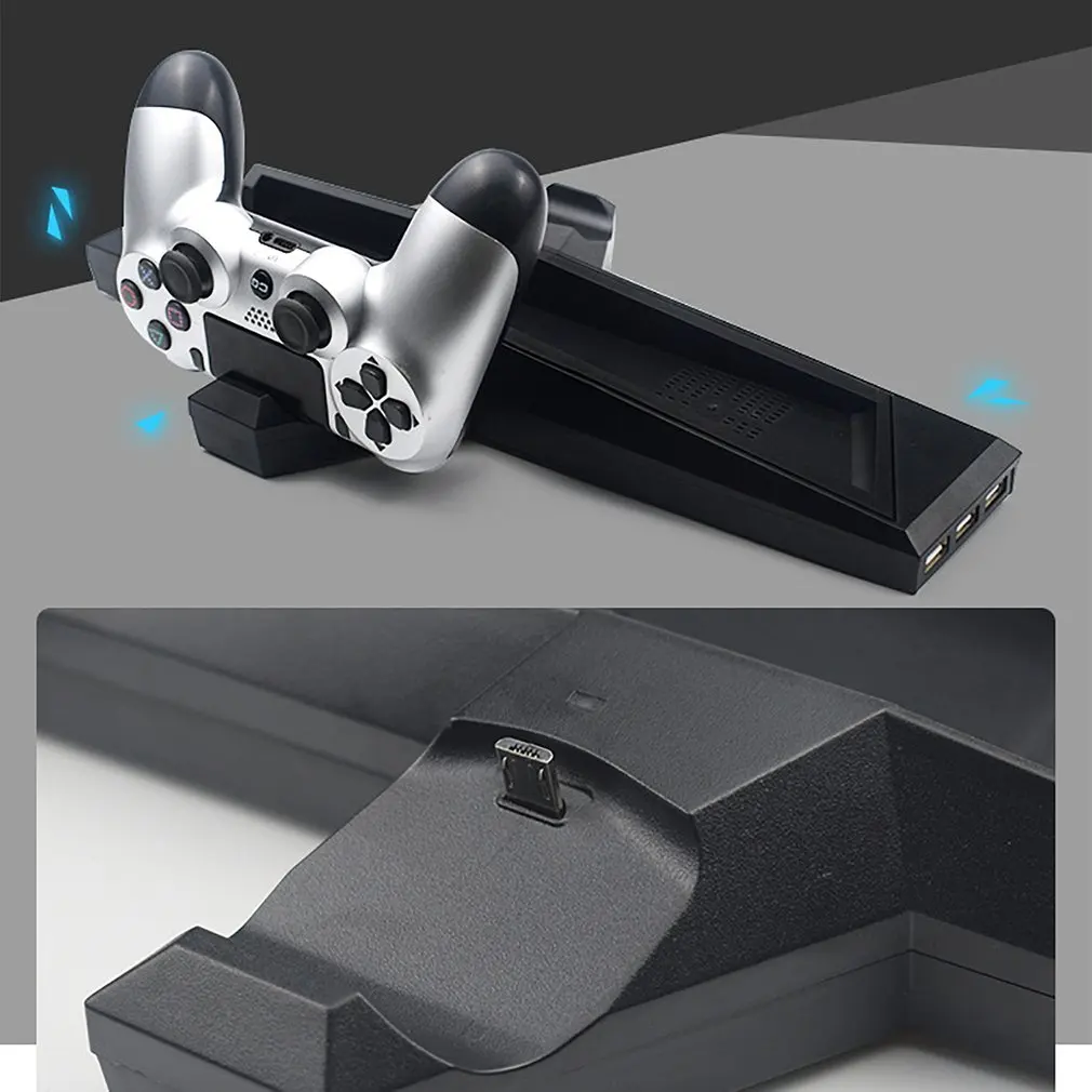 Для PS4/PS4 Slim/PS4 Pro вертикальная подставка с охлаждающим вентилятором двойной