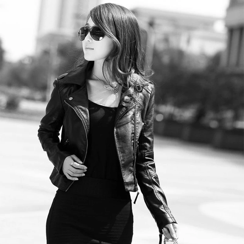 

ZOGAA Black Women Casual Long Sleeve Leather Jacket and Coat S-3XL Spring Autumn Short Jackets For Women Clothing
