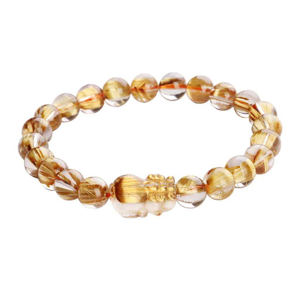 6 мм настоящий натуральный Золотой титановый браслет с рутилом для женщин и