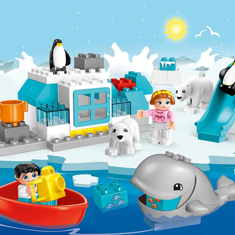 

Big Size DIY Building Blocks Bricks Animal Accessories Polar Bear Whale Animals Build Toys North Pole Gifts Boys Girls