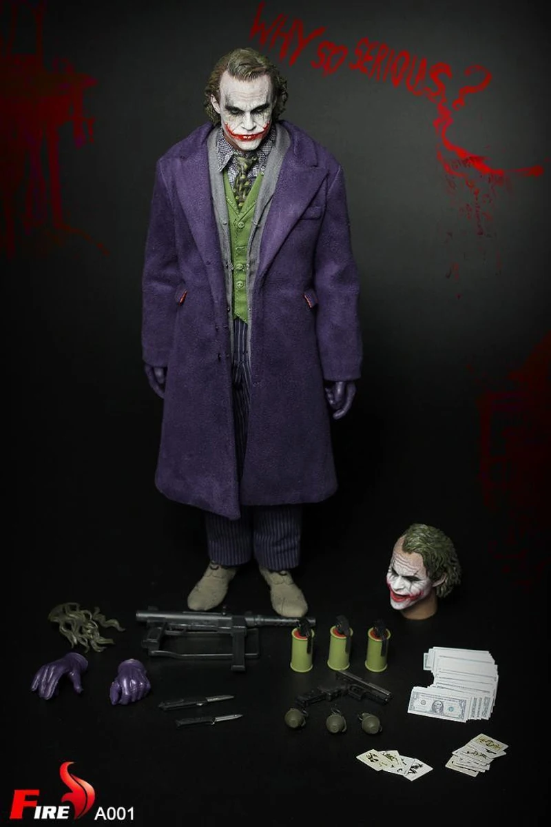 

FIRE A001 1/6 Scale New Full Set Action Figure Purple Coat The Man Joker Head Body Clothes Set Accessory Doll Toys Collection