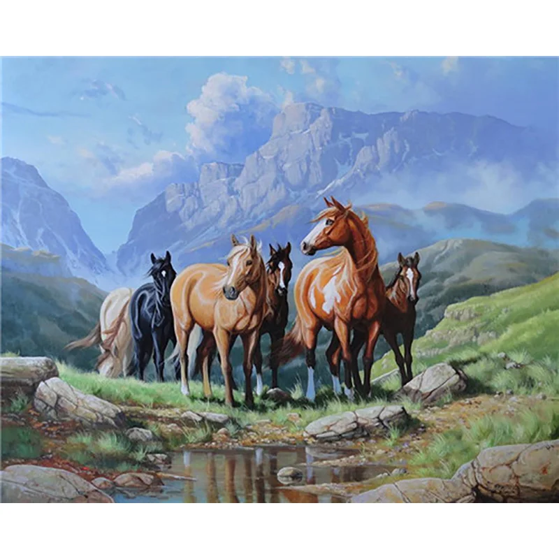 paint by numbers18 DIY краски по номерам Lienzo Pintura por Numero картины по номерам Pintar por Numeros лошадь пронумерованные картины - Цвет: paint by numbers18