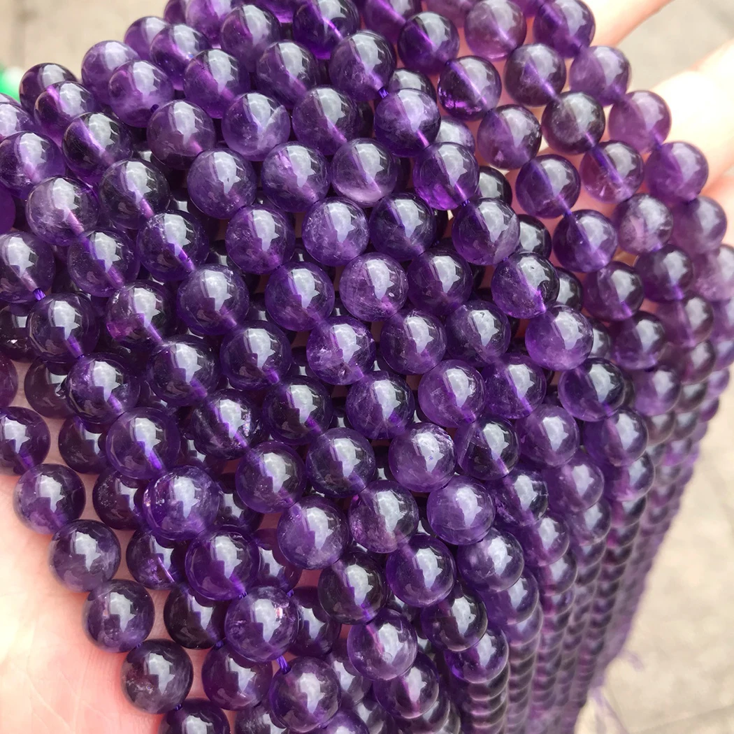 Круглые бусины с натуральным аметистом 4 16 мм из стерлингового серебра 925 пробы