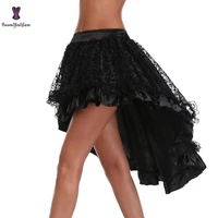 plus size victorian asymmetrical ruffled satin lace trim gothic skirts women corset vintage steampunk skirt 937