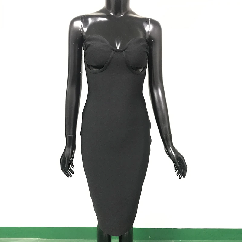 Новинка 2020 летнее Бандажное платье женское черное сексуальное без бретелек
