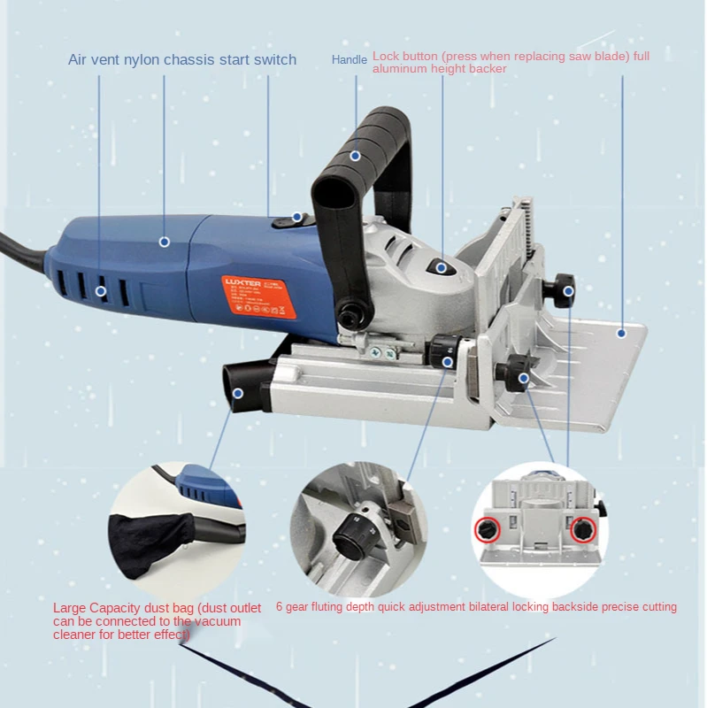 

Woodworking Tenoning Machine Carpentry Tools Puzzle Machine Groover Copper Motor 900W Biscuit Jointer Electric Tool