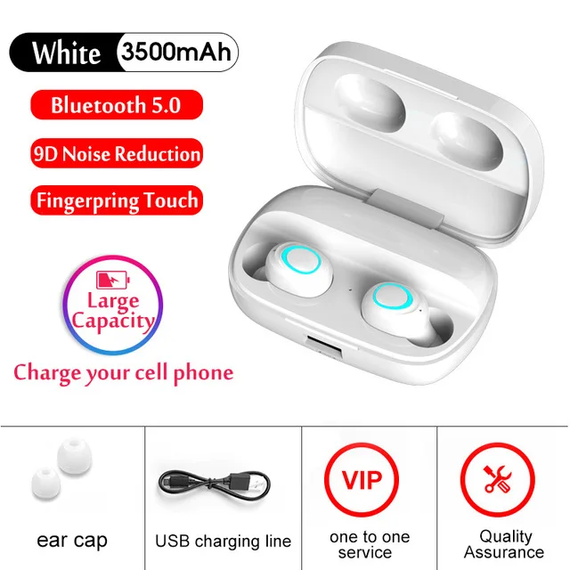 Twins white Беспроводные наушники S11 с bluetooth 5,0, tws, беспроводные Игровые наушники, зарядный чехол, светодиодный дисплей, 9D, стерео гарнитура, беспроводное зарядное устройство - Цвет: Twins white