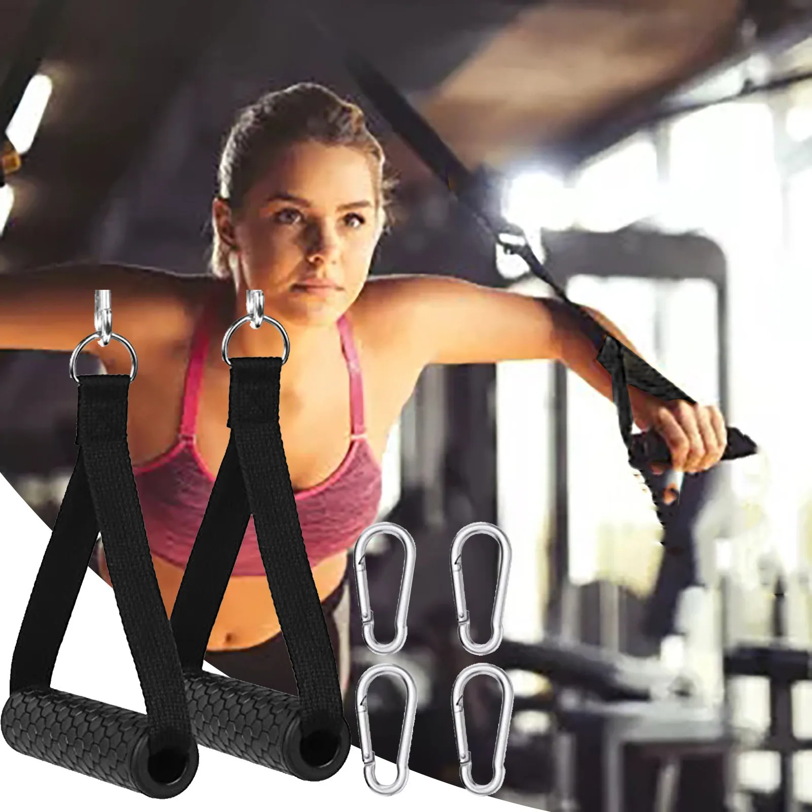 

2 Parts Handles to Resistance Fashion,Exercises Replacement Handle Attack with 4 Parts Musketeers for Training Fitness Hot