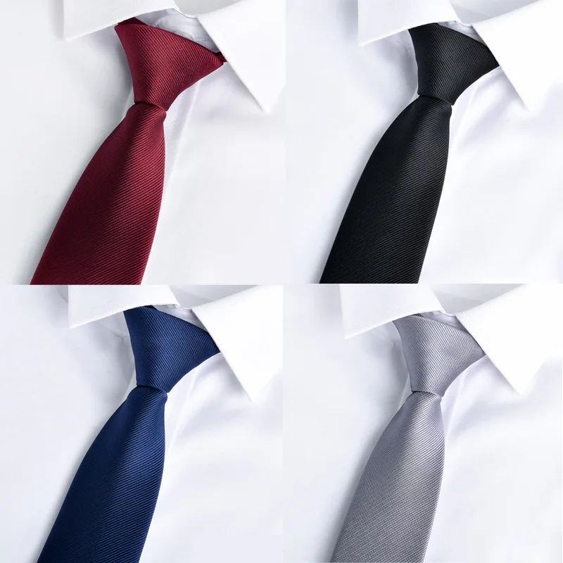 

Men's casual lazy solid color 6CM zipper tie